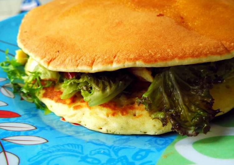 Pancake and scrambled eggs