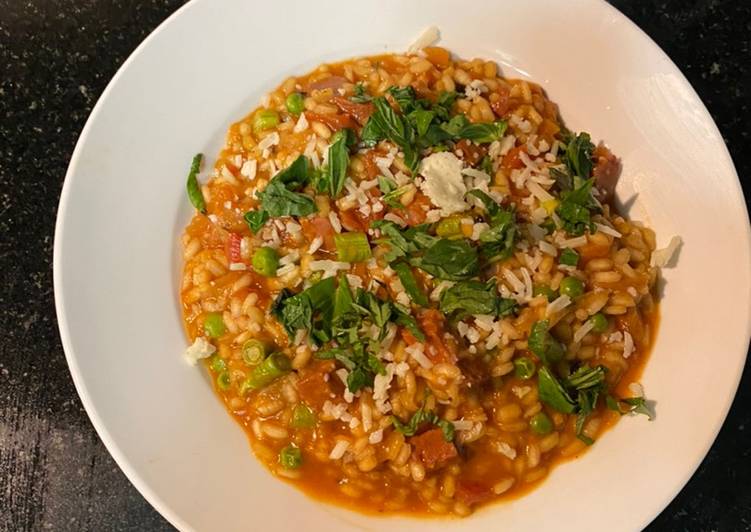 Recipe of Super Quick Chorizo Risotto (Spicy)