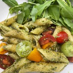 A picture of Pesto pasta - with homemade pesto.