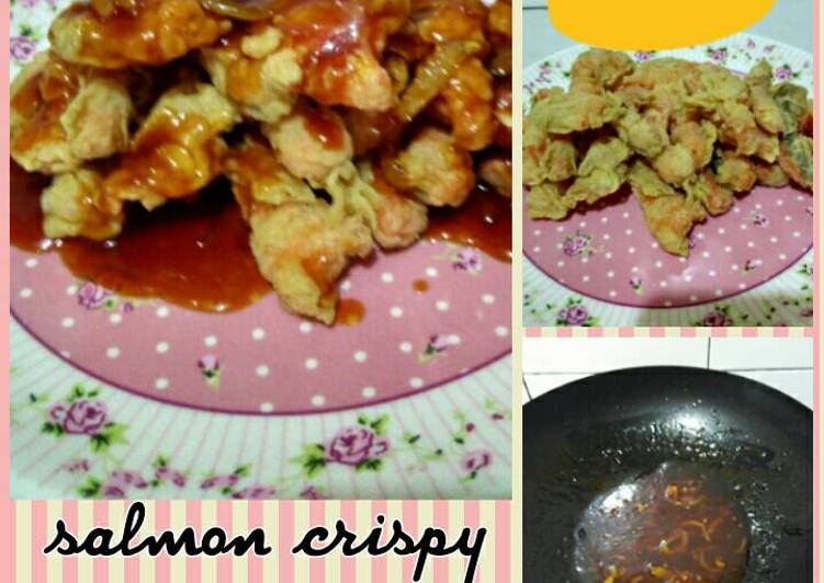 Resep Salmon crispy saus madu yang Enak