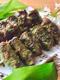 Lá Tỏi Gấu Cuộn Bò Bằm Xiên Que Nướng