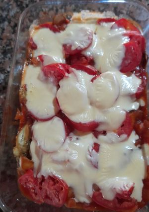 Una foto de Pizza de berenjenas