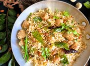 A picture of soya chunks fried rice