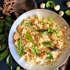 A picture of Soya Chunks Pulihora / Fried Rice.