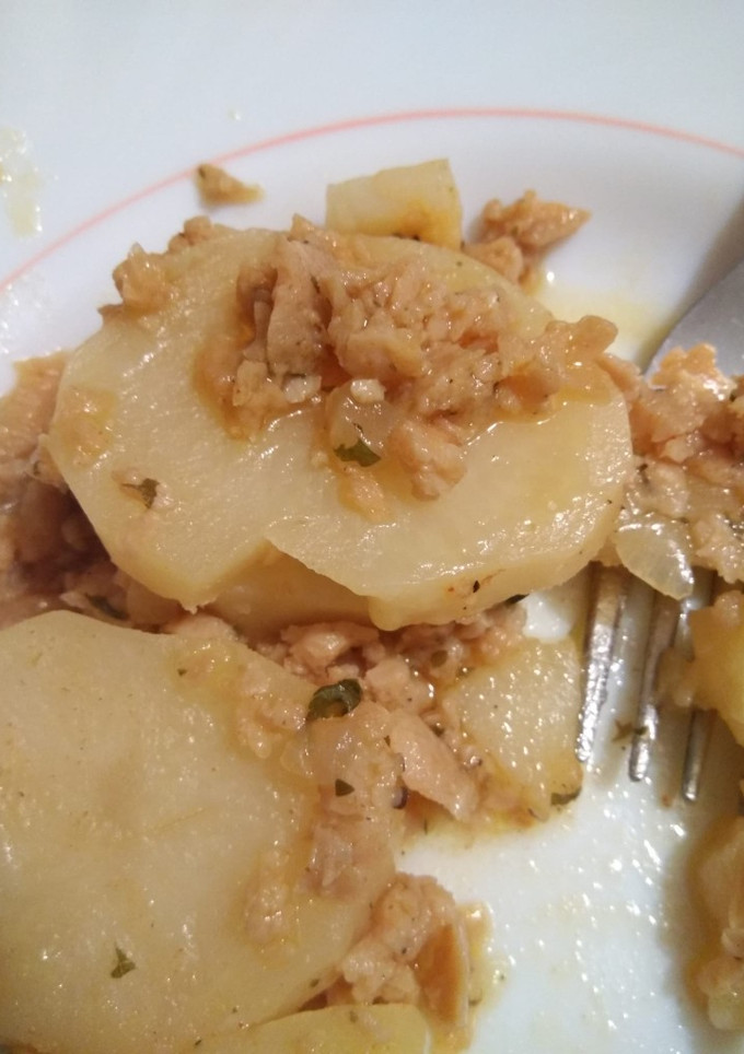 Una foto de Guiso de patatas con soja Texturizada