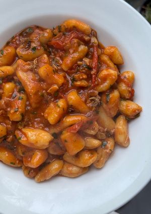 A picture of Smokey Tinned Seafood Pasta.