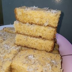 A picture of Basbousa(semolina cake).