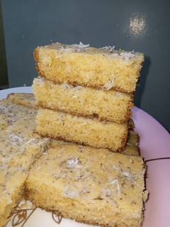 A picture of Basbousa(semolina cake).