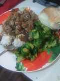 Pork Tips and Onions over White Rice