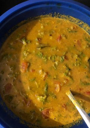A picture of Soppu Saaru (radish leaves rasam).