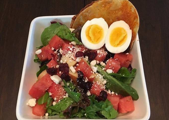 Spinach and Water Melon Salad  with  Tortilla Grilled Cheese