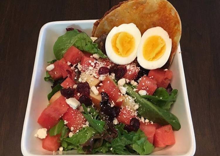 Steps to Make Any-night-of-the-week Spinach and Water Melon Salad  with  Tortilla Grilled Cheese