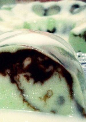 Foto resep Puding roti pandan marmer