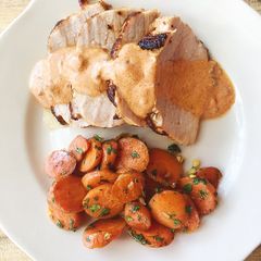 Blackened Pork Tenderloin with Adobe Cream A picture of Blackened Pork Tenderloin with Adobe Cream.
