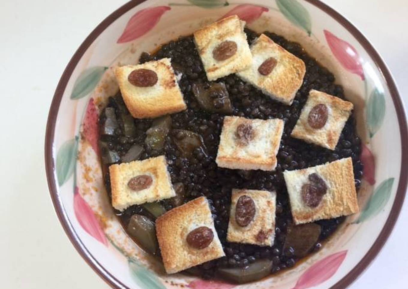 Lentejas caviar con calabacín