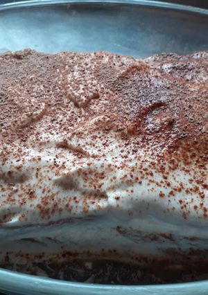 Una foto de Tiramisú de café y nata