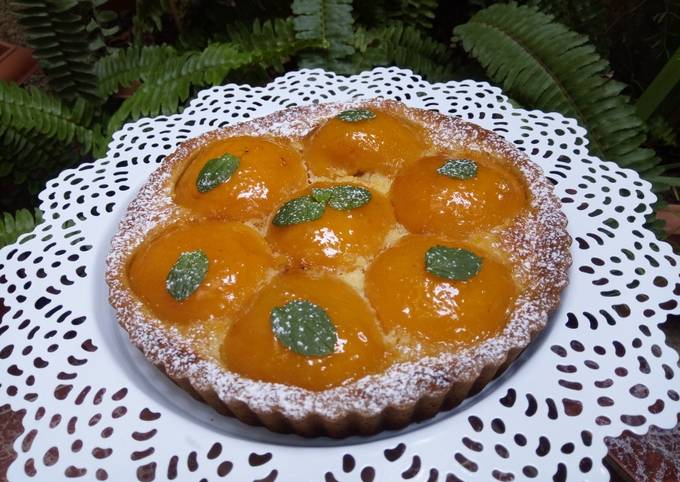 Tarte aux pêches a la crème de noix de coco 🍑