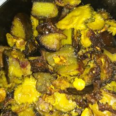 A picture of Bitter gourd brinjal fry.