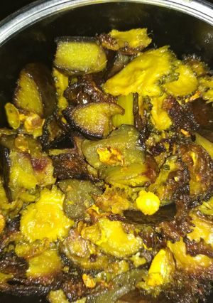 A picture of Bitter gourd brinjal fry.