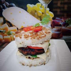 A picture of Indian style Rice Burger.