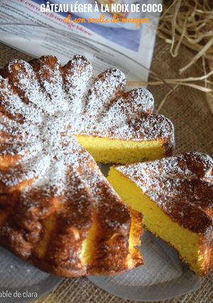 Une photo de Gâteau léger à la noix de coco et son coulis de mangue#avril