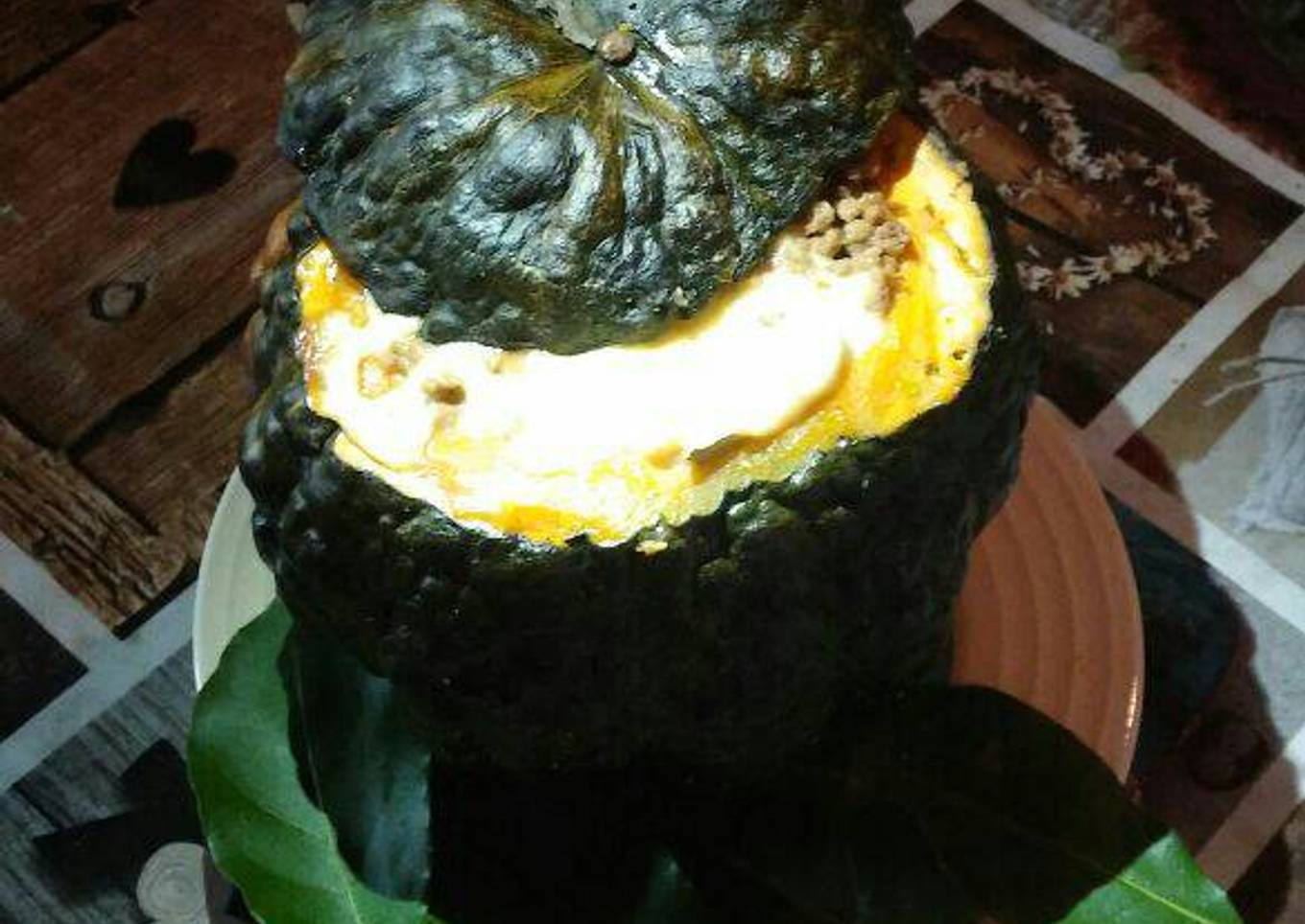 Calabaza rellena vegetariana