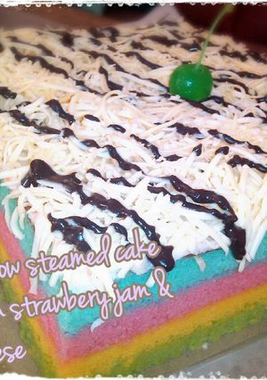 Foto resep Rainbow cake kukus, enakk