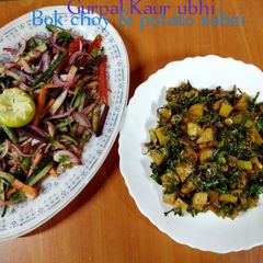 Bok choy & potato sabzi 🥔🧅🍅 A picture of Bok choy & potato sabzi 🥔🧅🍅.