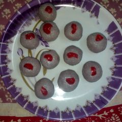 A picture of Pomegranate sandesh.