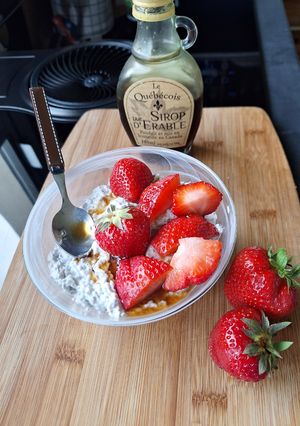 Une photo de Crème de chia aux fraises 🍓