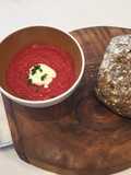 Oven roasted root vegetable soup
