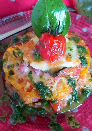 Une photo de Aubergine et tomate au four façon parmigiana
