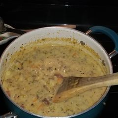 A picture of Cheeseburger soup.
