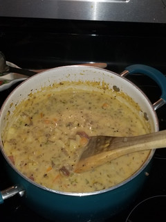 A picture of Cheeseburger soup.