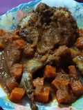 Codornices guisadas al vino, con calabaza