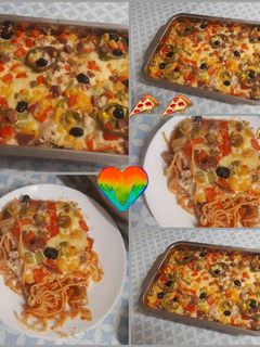 صورة لوصفة معكرونة البيتزا 🍕🍲