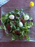 Salade mâche œufs de caille et bresaola