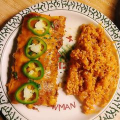 A picture of Beef enchiladas.