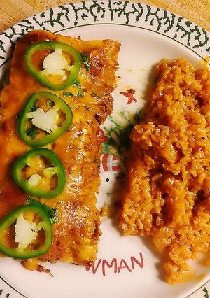 A picture of Beef enchiladas.