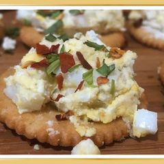 A picture of Tarragon goat cheese egg salad canape.