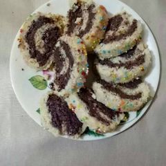 A picture of Chocolate coconut swiss roll.
