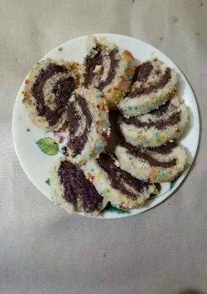 A picture of Chocolate coconut swiss roll.