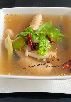 A picture of Tom Yum Fresh Eggs Hake Fish.