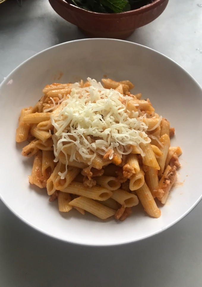 Una foto de Macarrones con soja texturizada