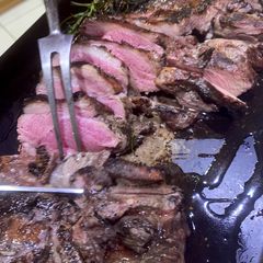 BBQ butterflied spring lamb A picture of BBQ butterflied spring lamb.