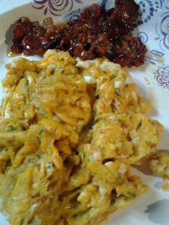 A picture of Important eggs with honey bacon.