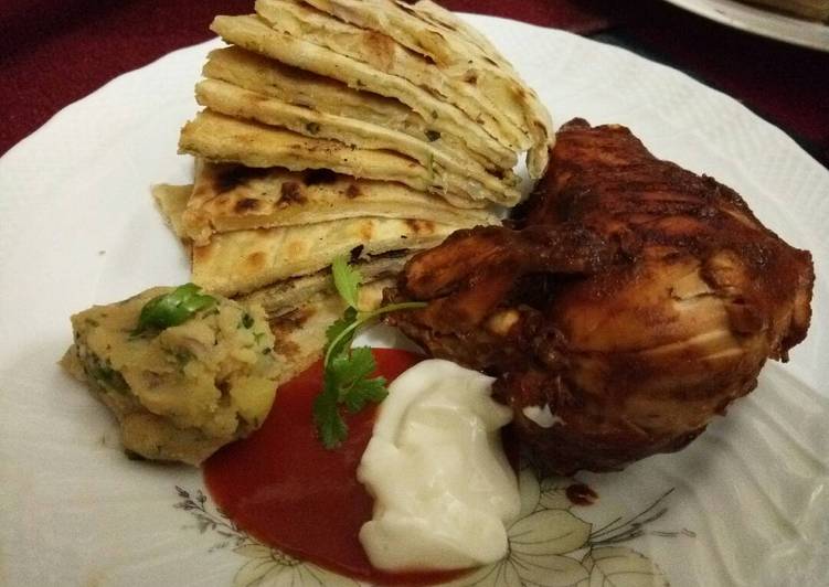 How to Make Any-night-of-the-week Potato Paratha(আলুর পরোটা) with Spicy Chicken