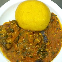A picture of Ogbono and okro soup.