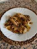 Filetes de pollo con puerro y champiñón