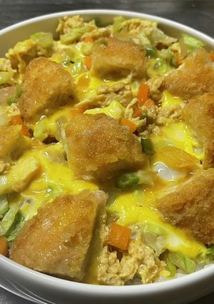 A picture of Colorful Vegetable Katsu Donburi.